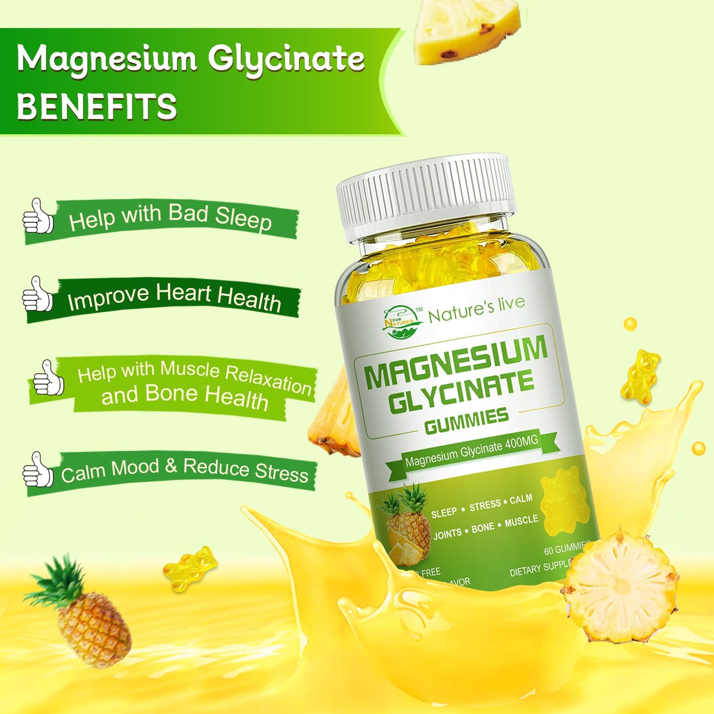 Nature's live Magnesium Glycinate Gummies 120 Gummies