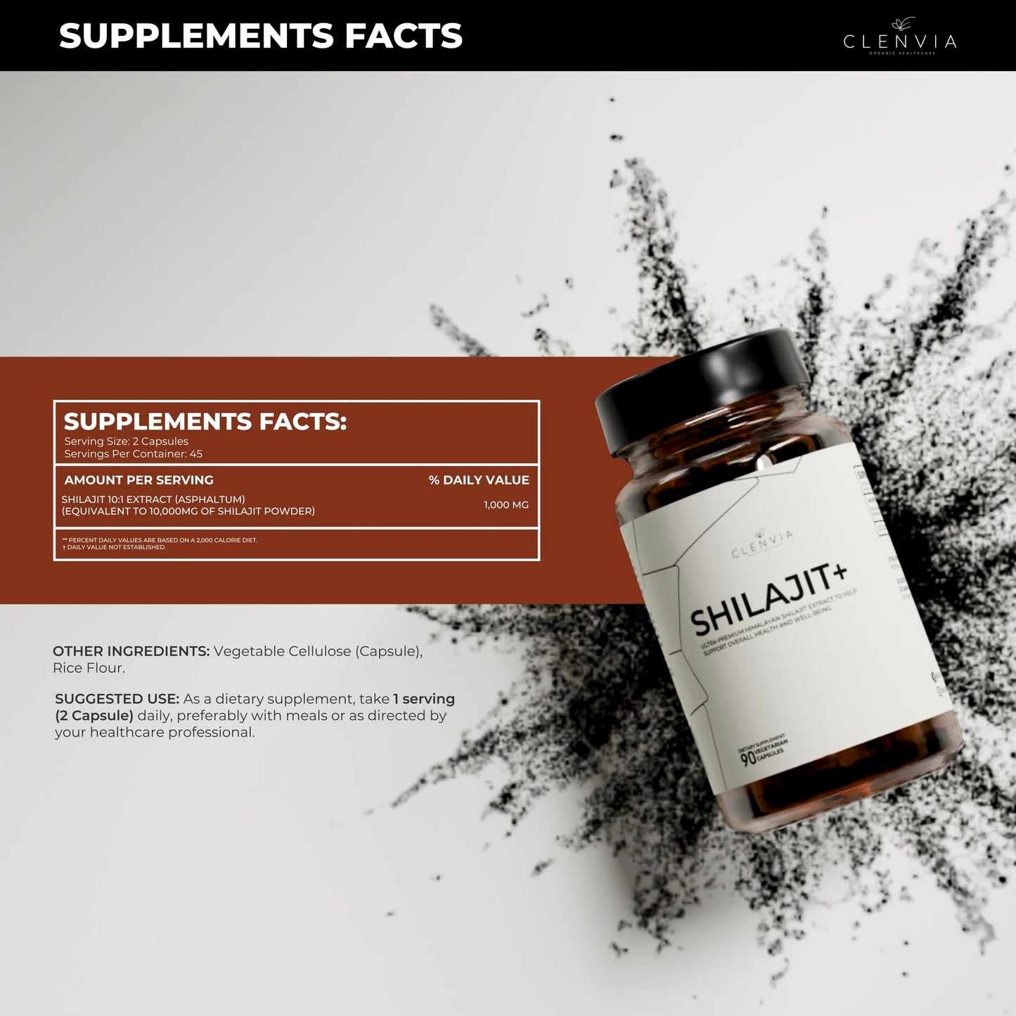 CLENVIA Himalayan Shilajit Extract Capsules 90 Count