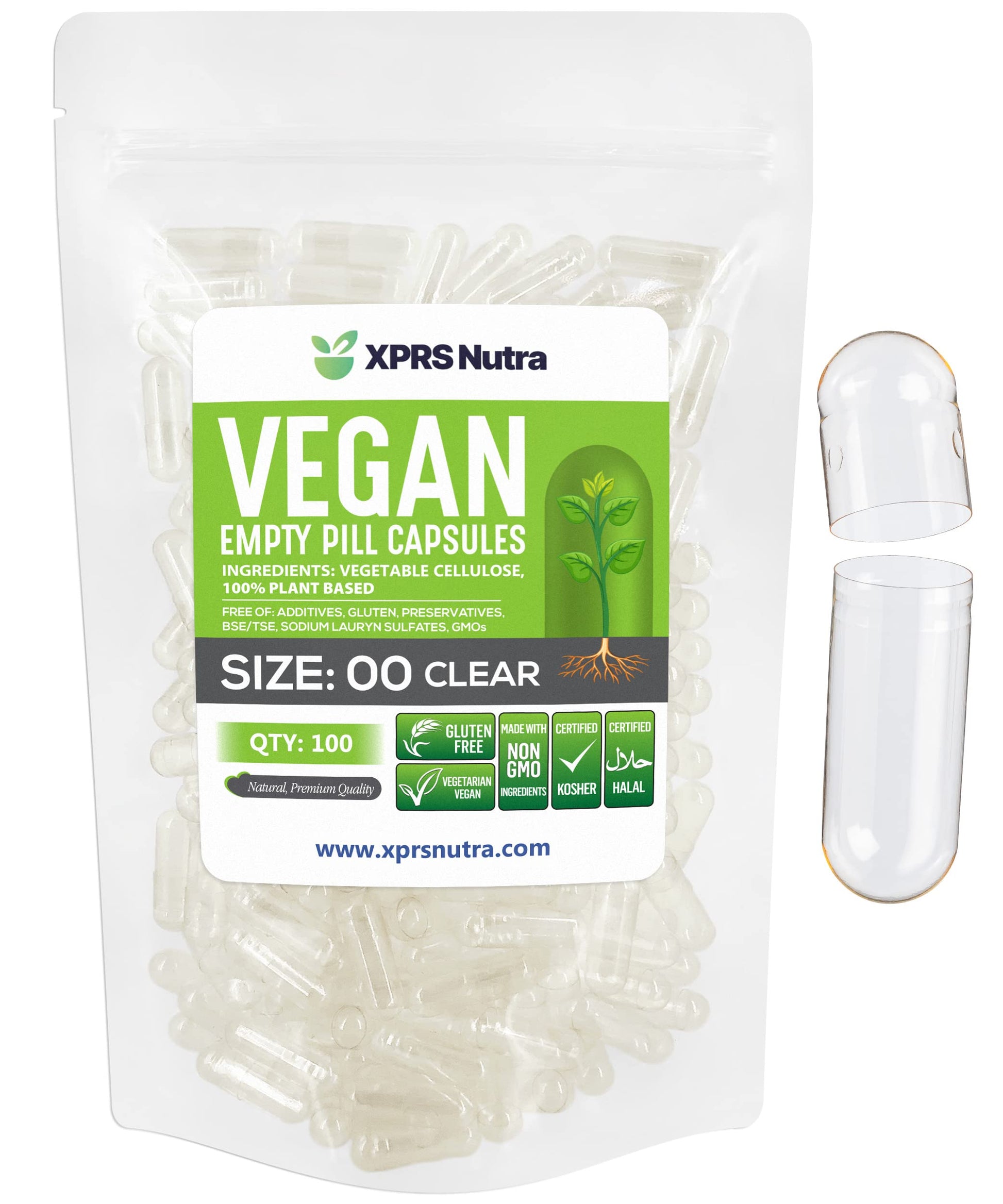 XPRS Nutra Size 00 Empty Capsules, 100 Count