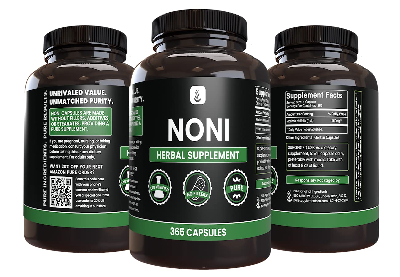 PURE ORIGINAL INGREDIENTS Noni 365 Capsules