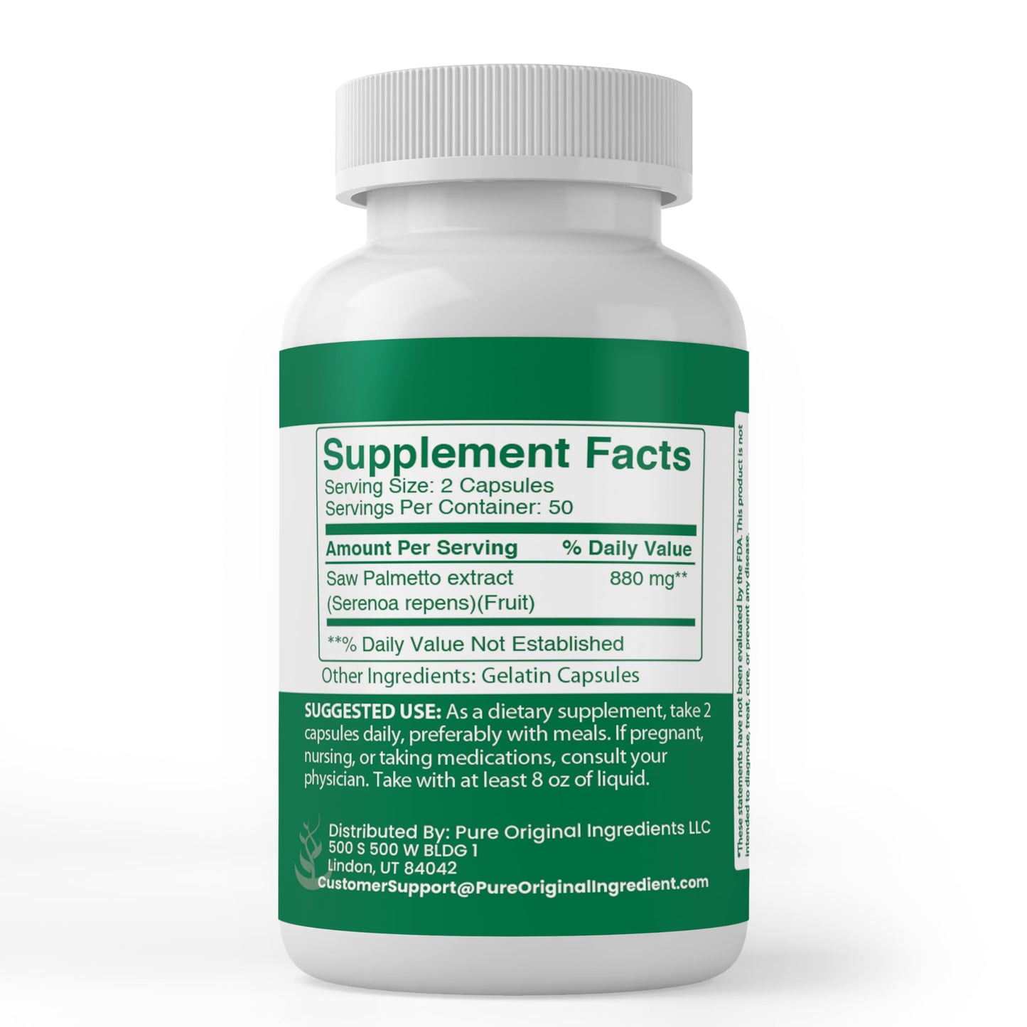 PURE ORIGINAL INGREDIENTS Saw Palmetto Capsules, 100 Count