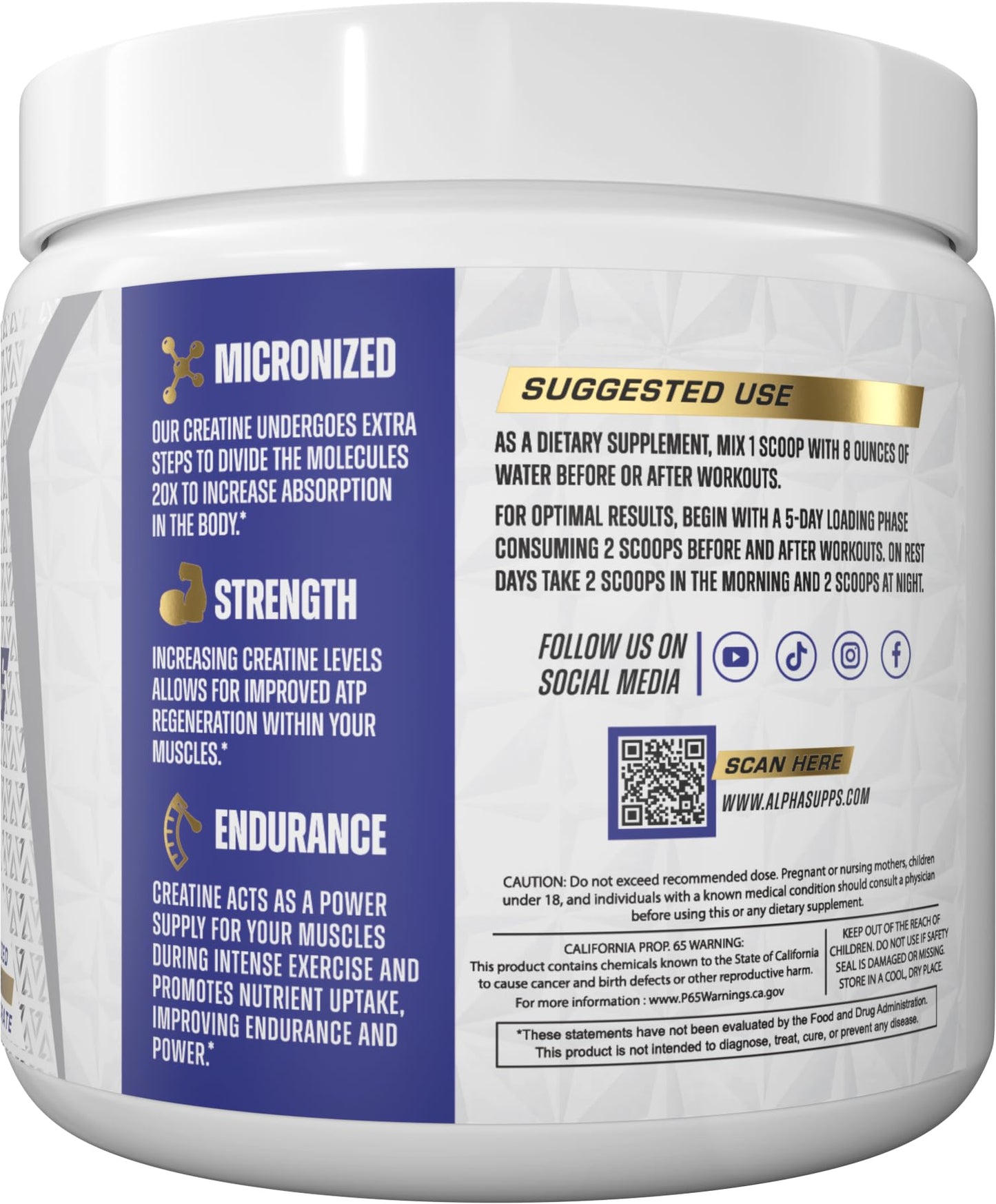 Alpha Supps Alpha Creatine Monohydrate Powder 10.6 Ounce