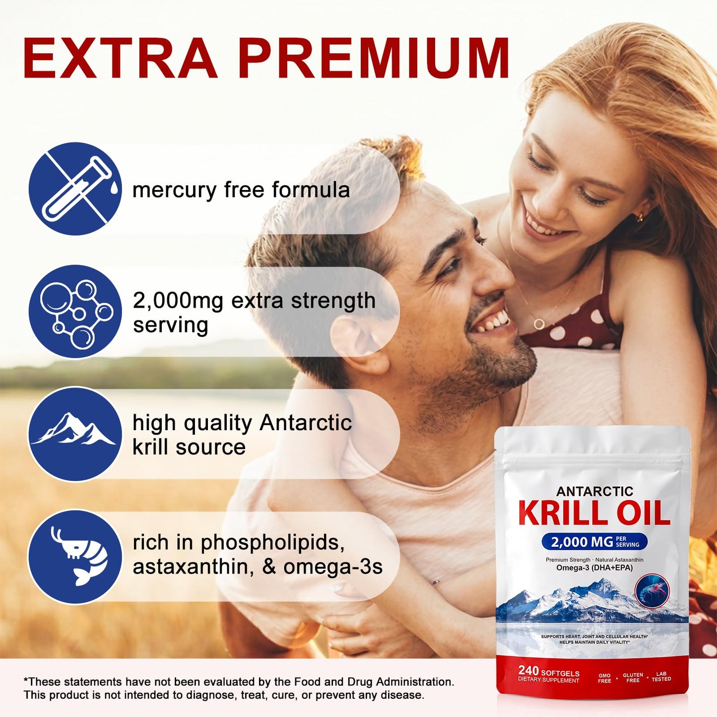 Tiuedu Antarctic Krill Oil Supplement Softgels 240