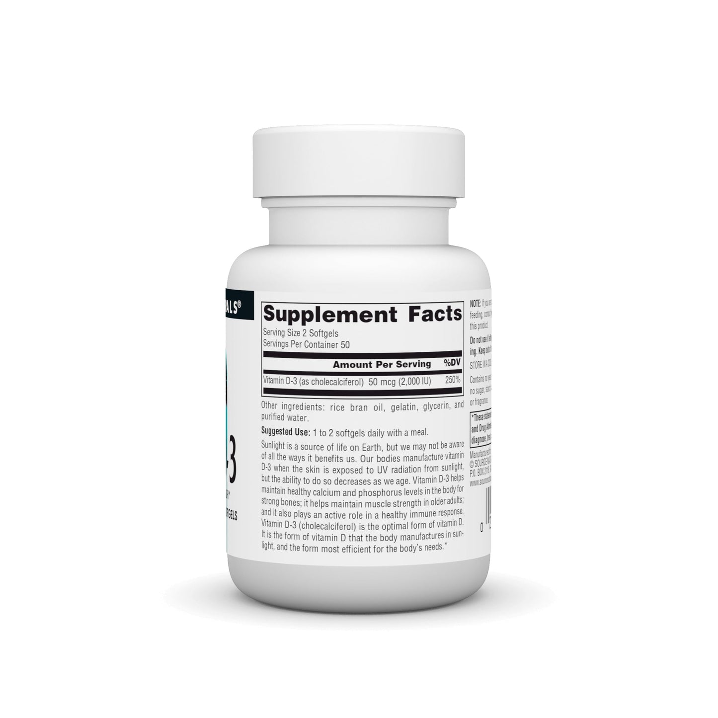 Source Naturals Vitamin D-3 1000 IU Supports Bone and Immune Health, Softgels, 100 Count
