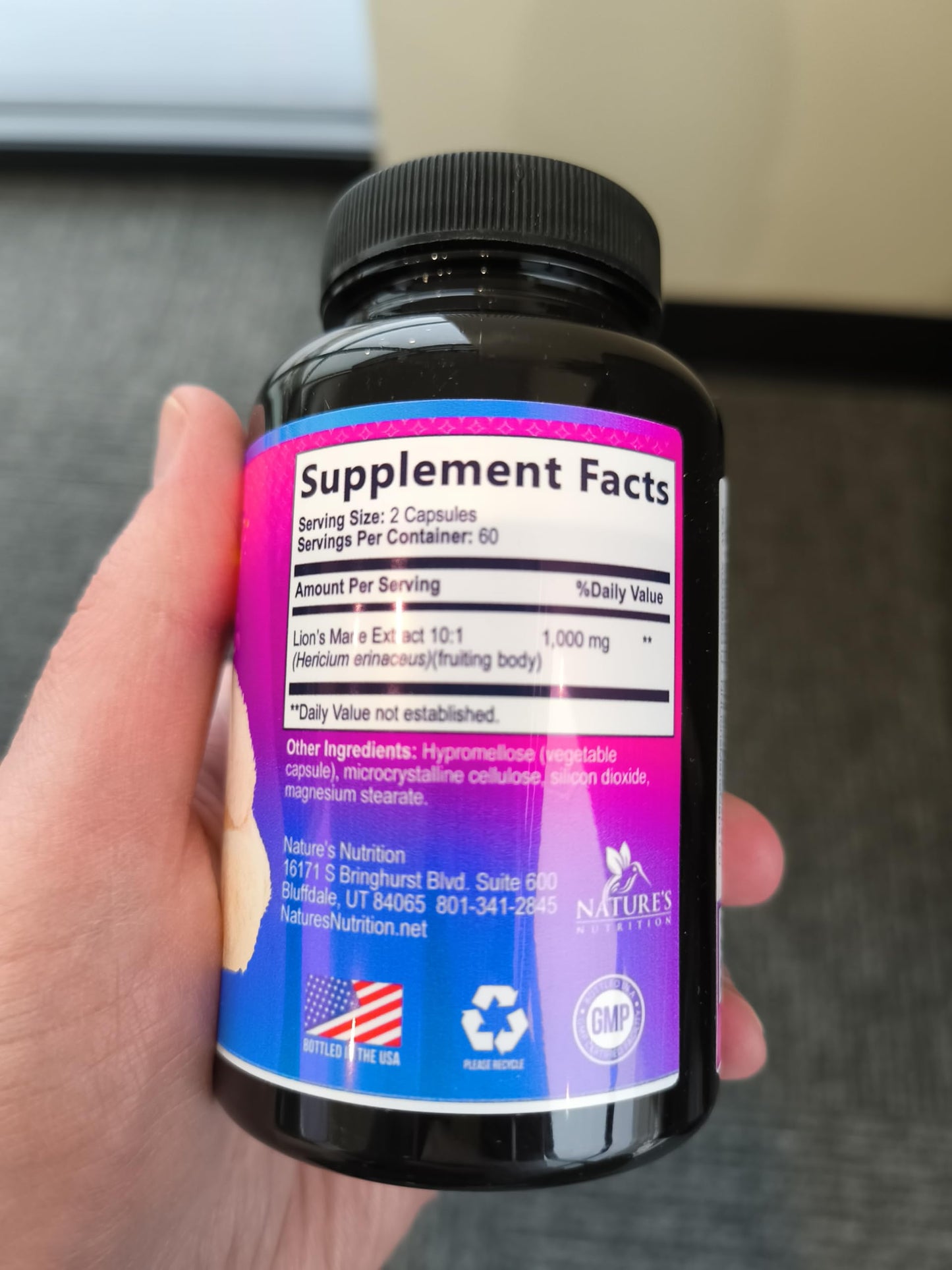 Nature's Nutrition Lion's Mane Mushroom Capsules 120 Count