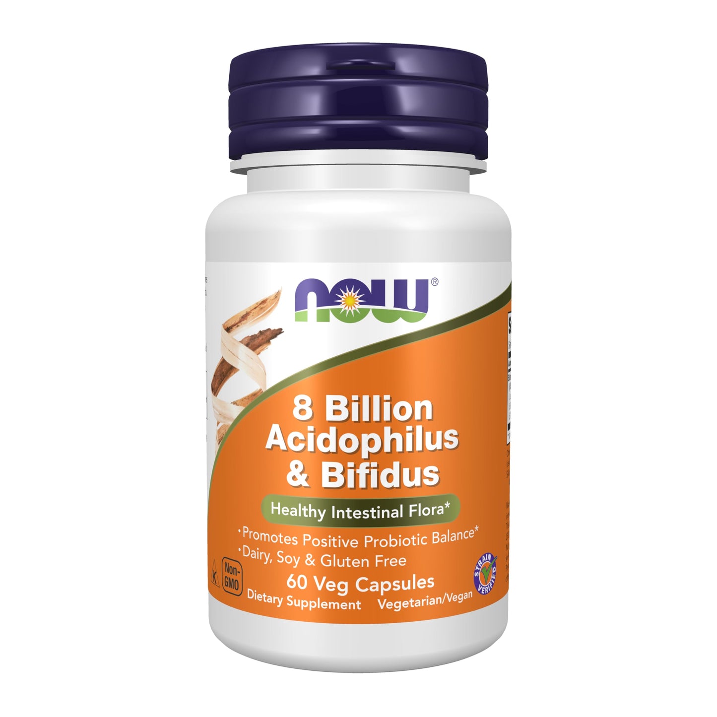 NOW Foods Acidophilus & Bifidus 8 Billion Capsules, 60 Count