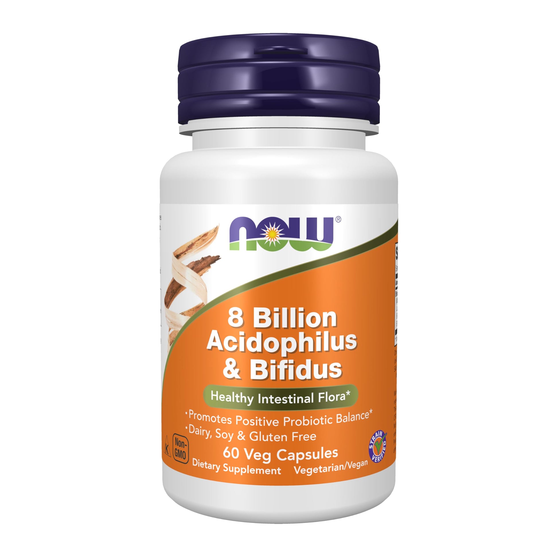 NOW Foods Acidophilus & Bifidus 8 Billion Capsules, 60 Count