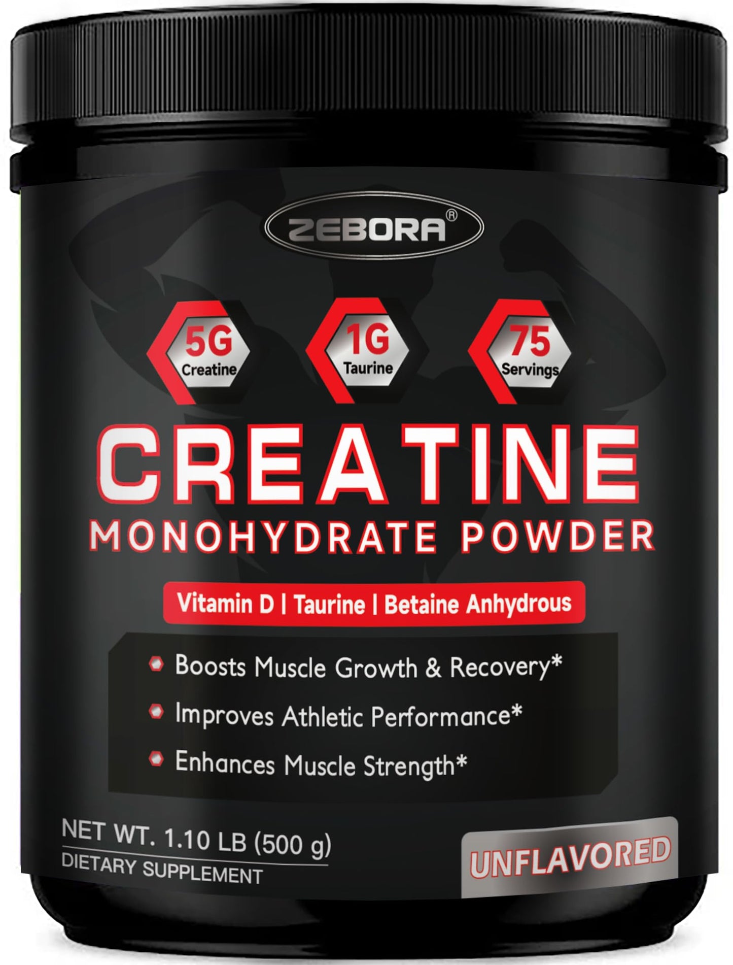 ZEBORA Micronized Creatine Monohydrate Powder, 17.64 oz