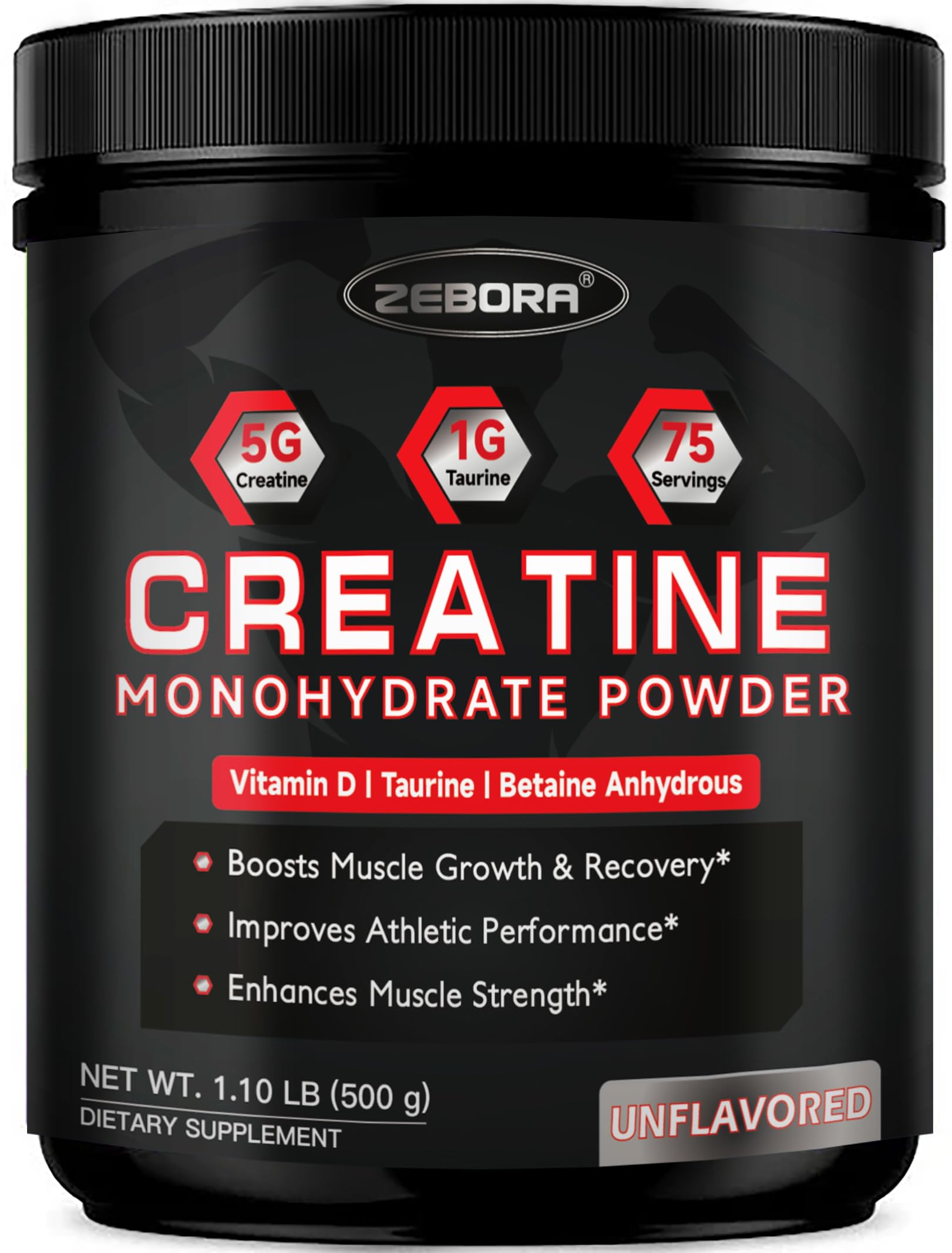 ZEBORA Micronized Creatine Monohydrate Powder, 17.64 oz