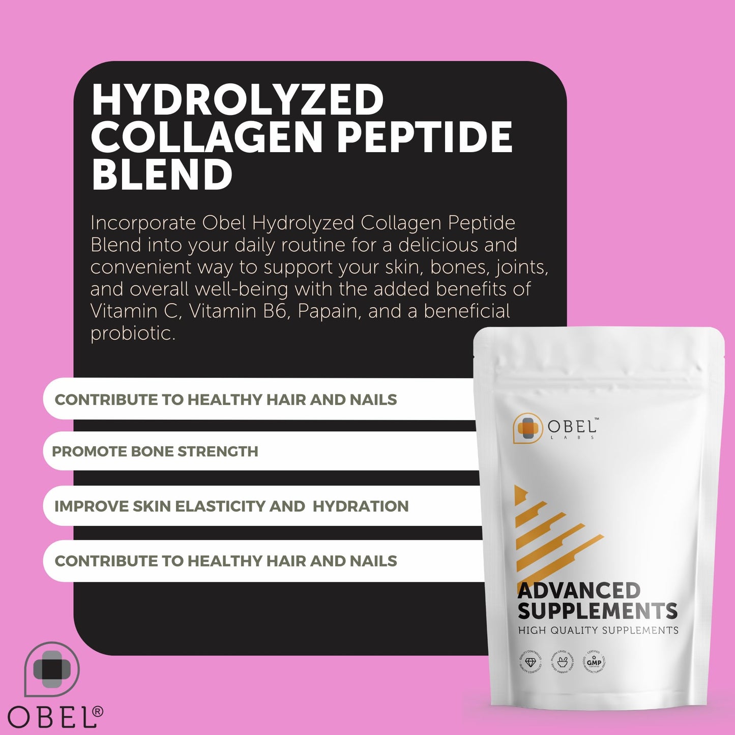 Obel Hydrolyzed Collagen Peptides Powder Vanilla 17.6