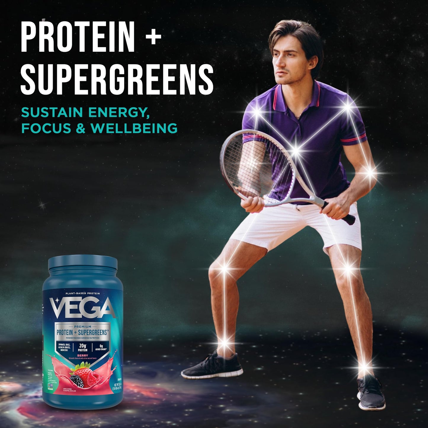 Vega Premium Protein + Supergreens Protein Powder, Berry, 26 Servings
