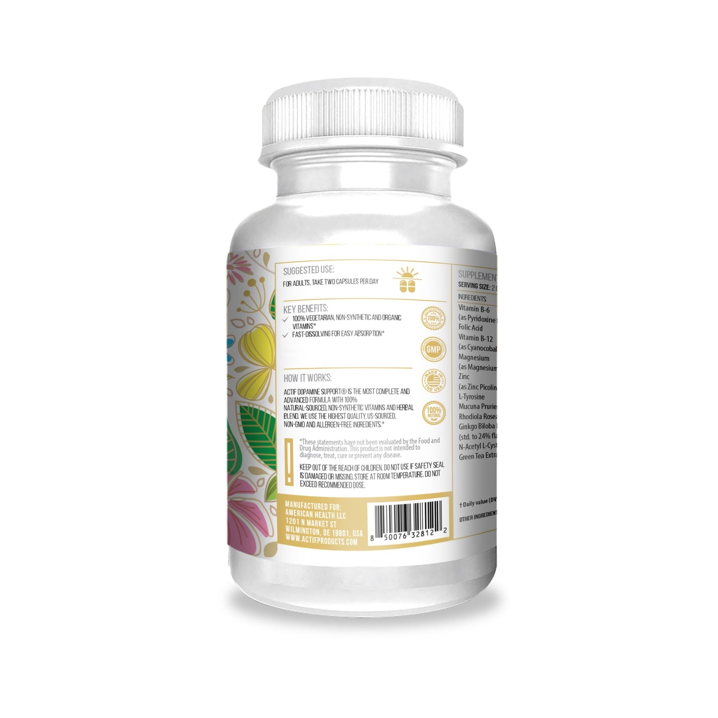 ACTIF Dopamine Boost with 10+ Advanced Factors for Energy and Motivation Support 60 Capsules