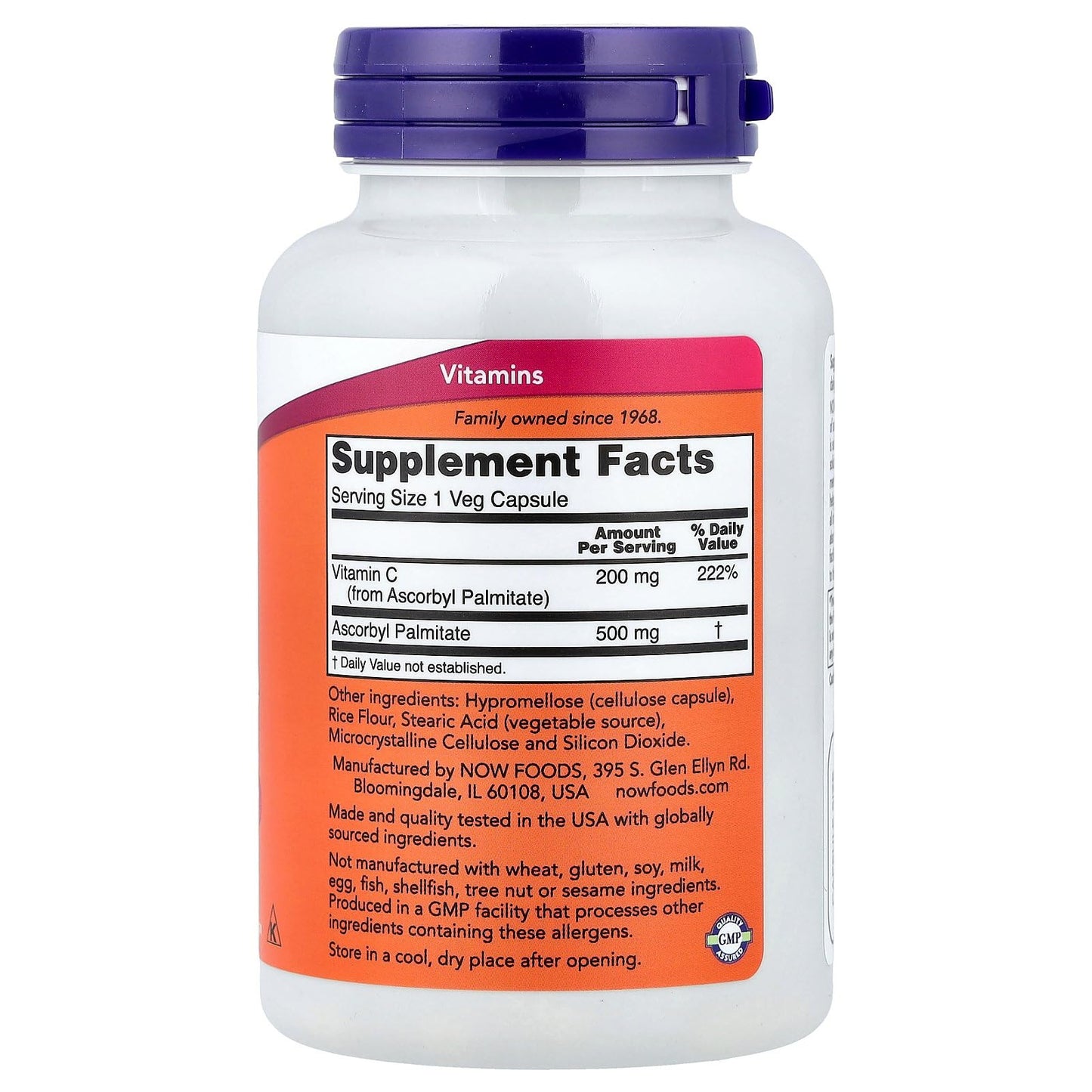 NOW Foods Ascorbyl Palmitate 500 mg Capsules, 100 Veg Capsules