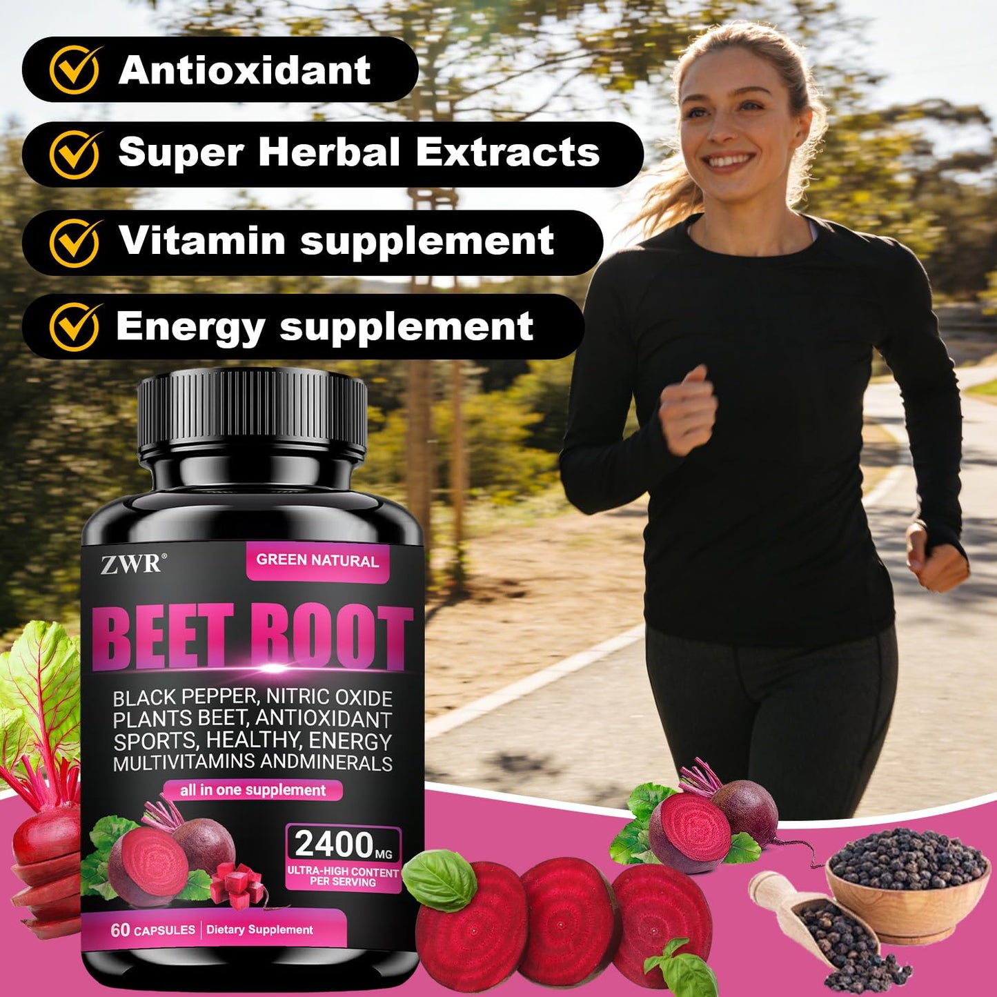 ZWR Beet Root Supplement Capsule 60 Count