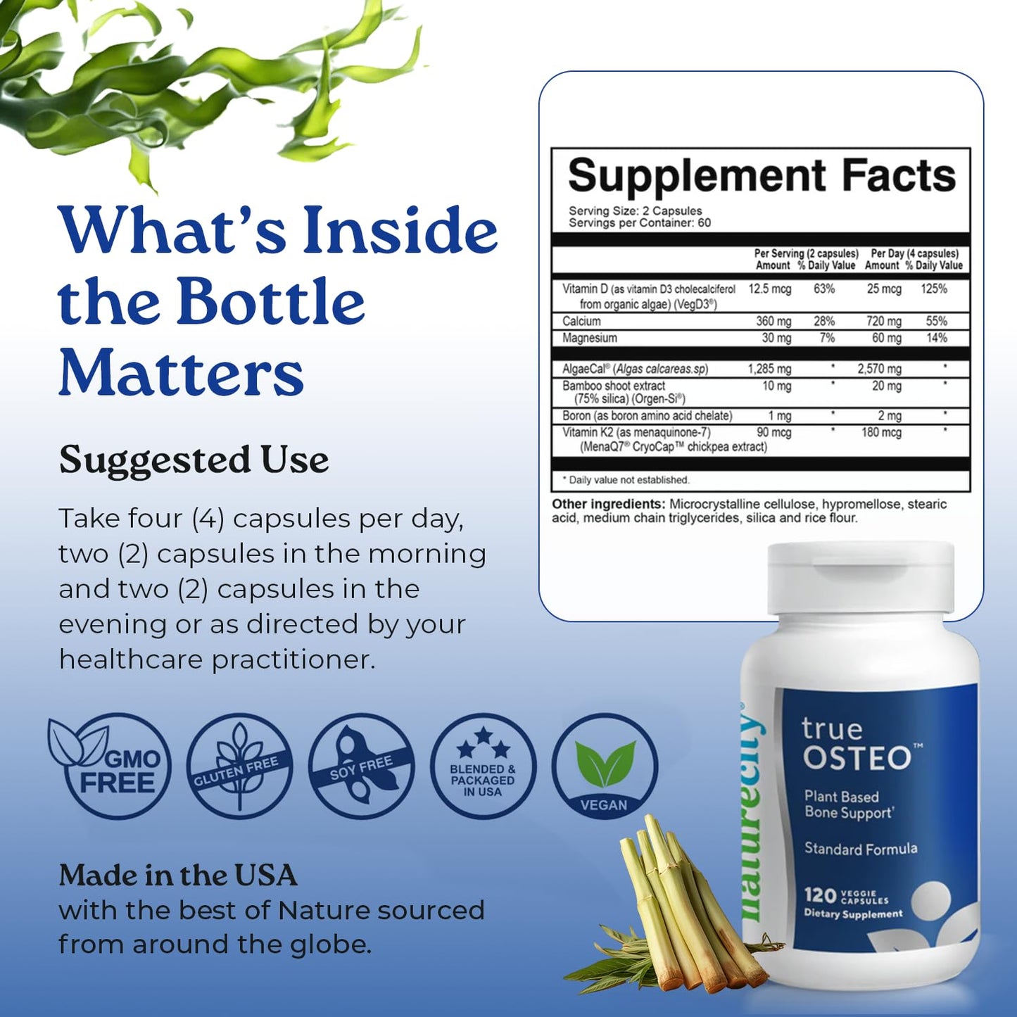 NatureCity True-Osteo Plant-Based Supplement for Bone Strength Capsule 240 Capsules