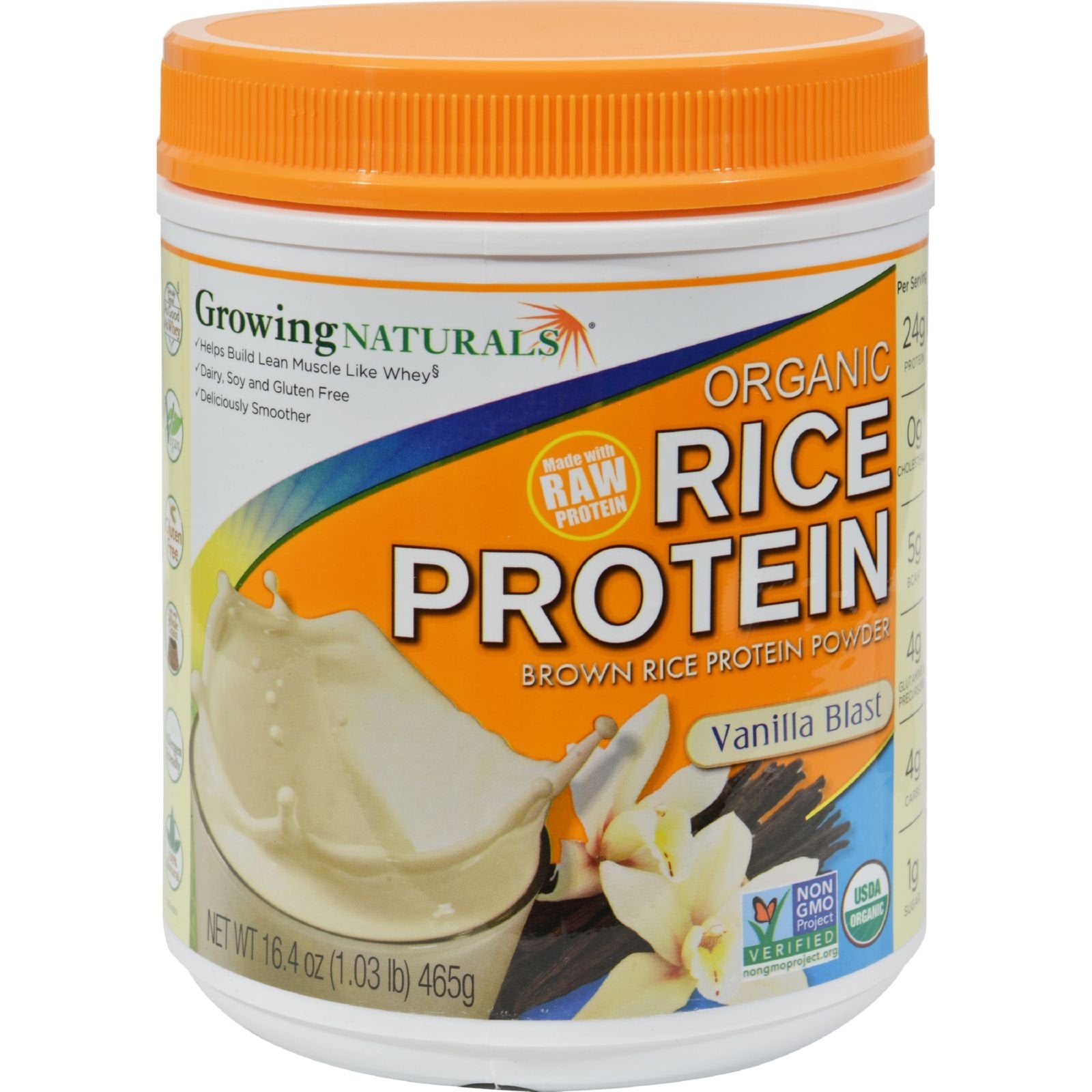 Growing Naturals Organic Rice Protein Vanilla Power Powder, 1 Count