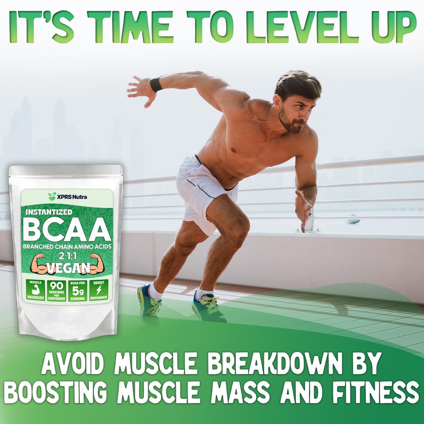 XPRS Nutra BCAA Powder - Unflavored Amino Acids Supplement for Men and Women, Post-Workout Recovery, 32 Servings