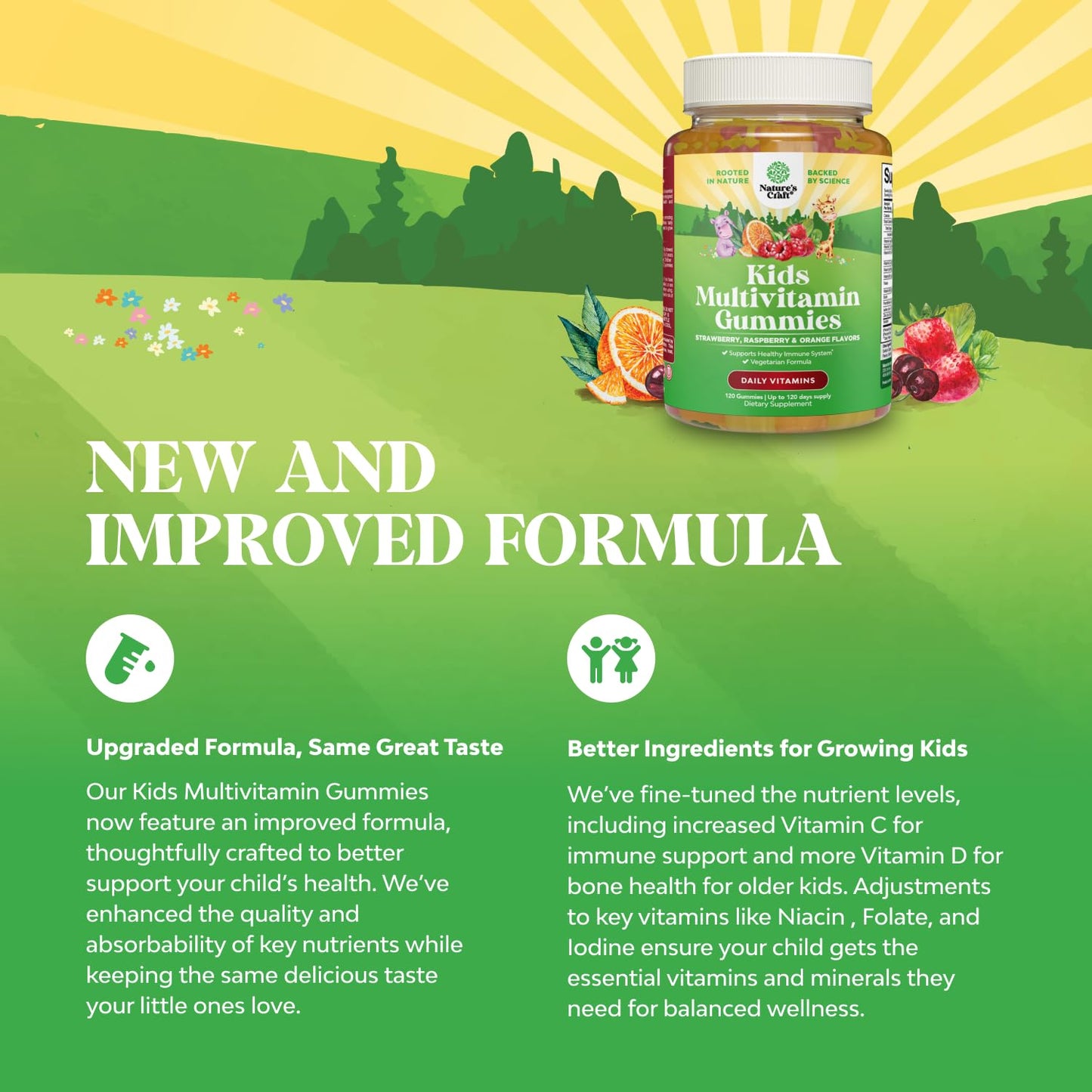 Natures Craft Plant Based Kids Multivitamin Gummies 120 Count