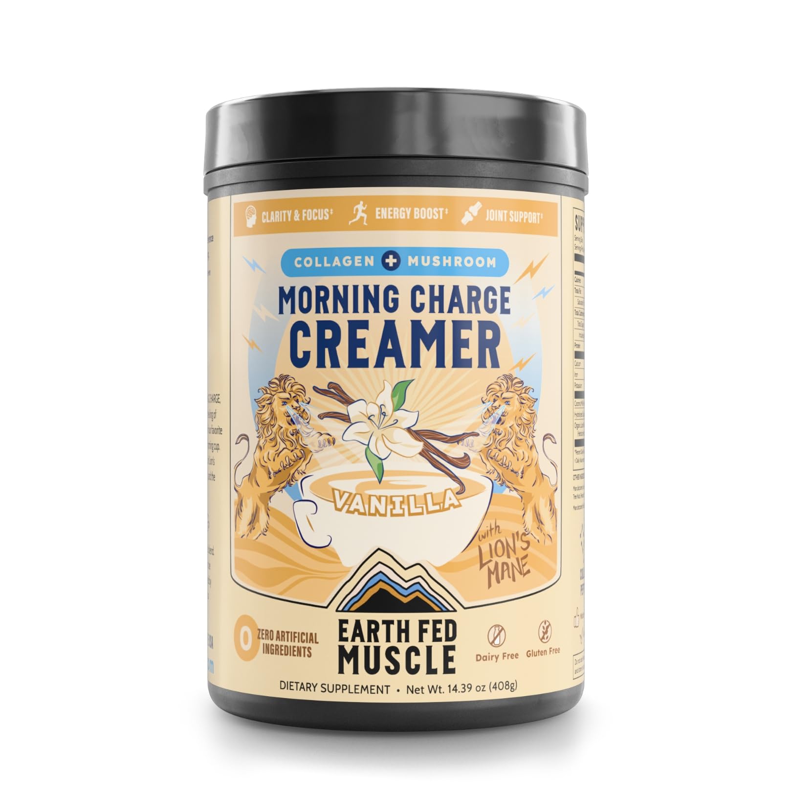 Earth Fed Muscle Vanilla Protein Coffee Creamer Powder 14.39 oz
