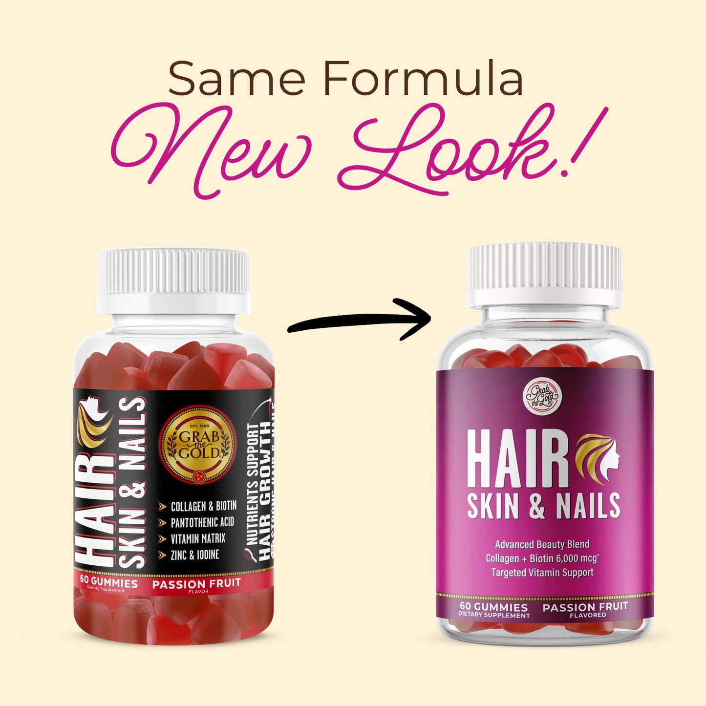 Grab The Gold Hair Skin & Nails Vitamins for Women Gummies, 60 Count