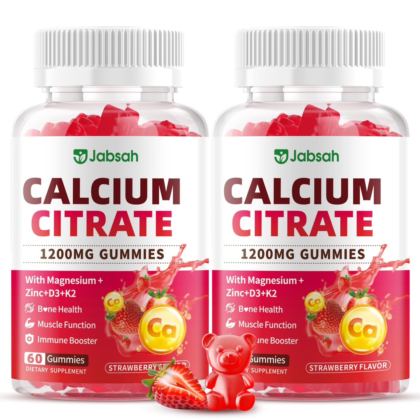Jabsah Calcium Citrate Gummies 1200mg, 120 Count