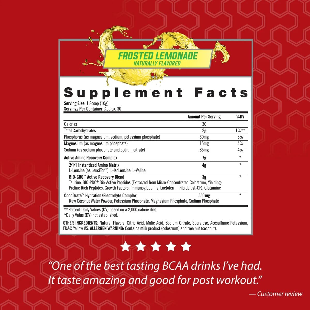 iSatori Amino-GRO BCAA Powder Frosted Lemonade Flavor 5.5 Ounces