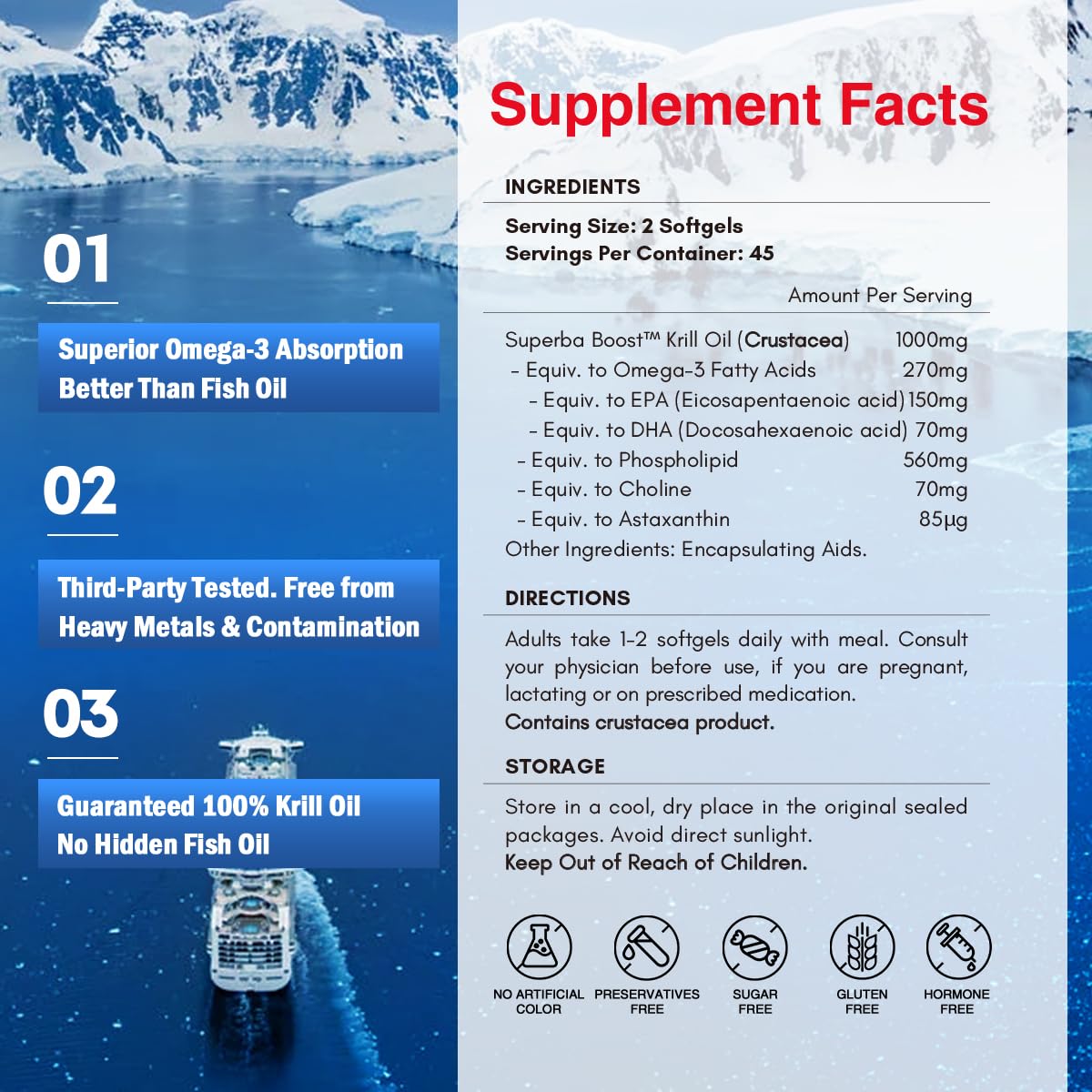 NYO3 Krill Oil Omega 3 Supplement Softgels 270