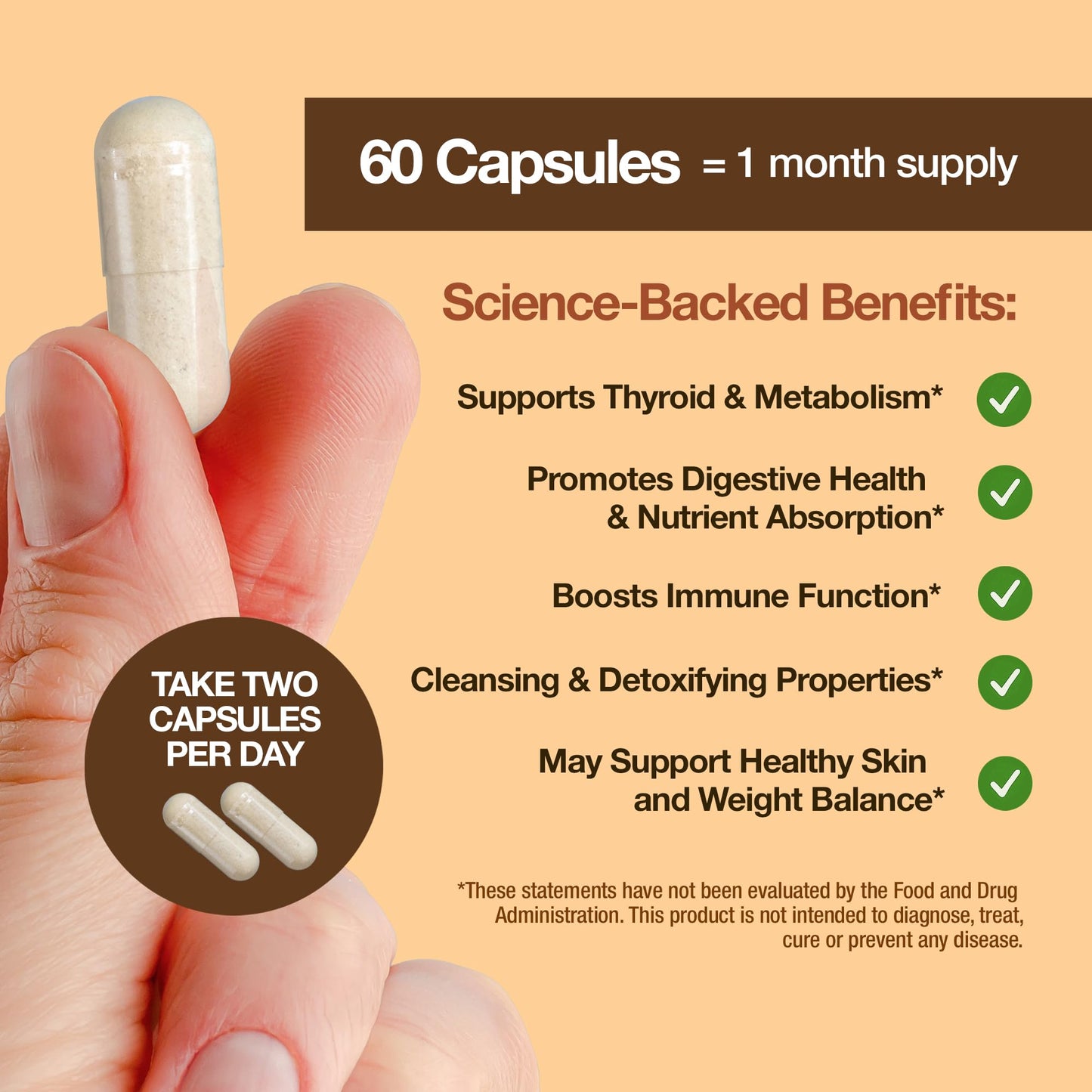 FeelGood Superfoods Sea Moss Bladderwrack with Burdock Root Supplement High Absorption 60 Capsules Plant-Based Superfood for Thyroid Support