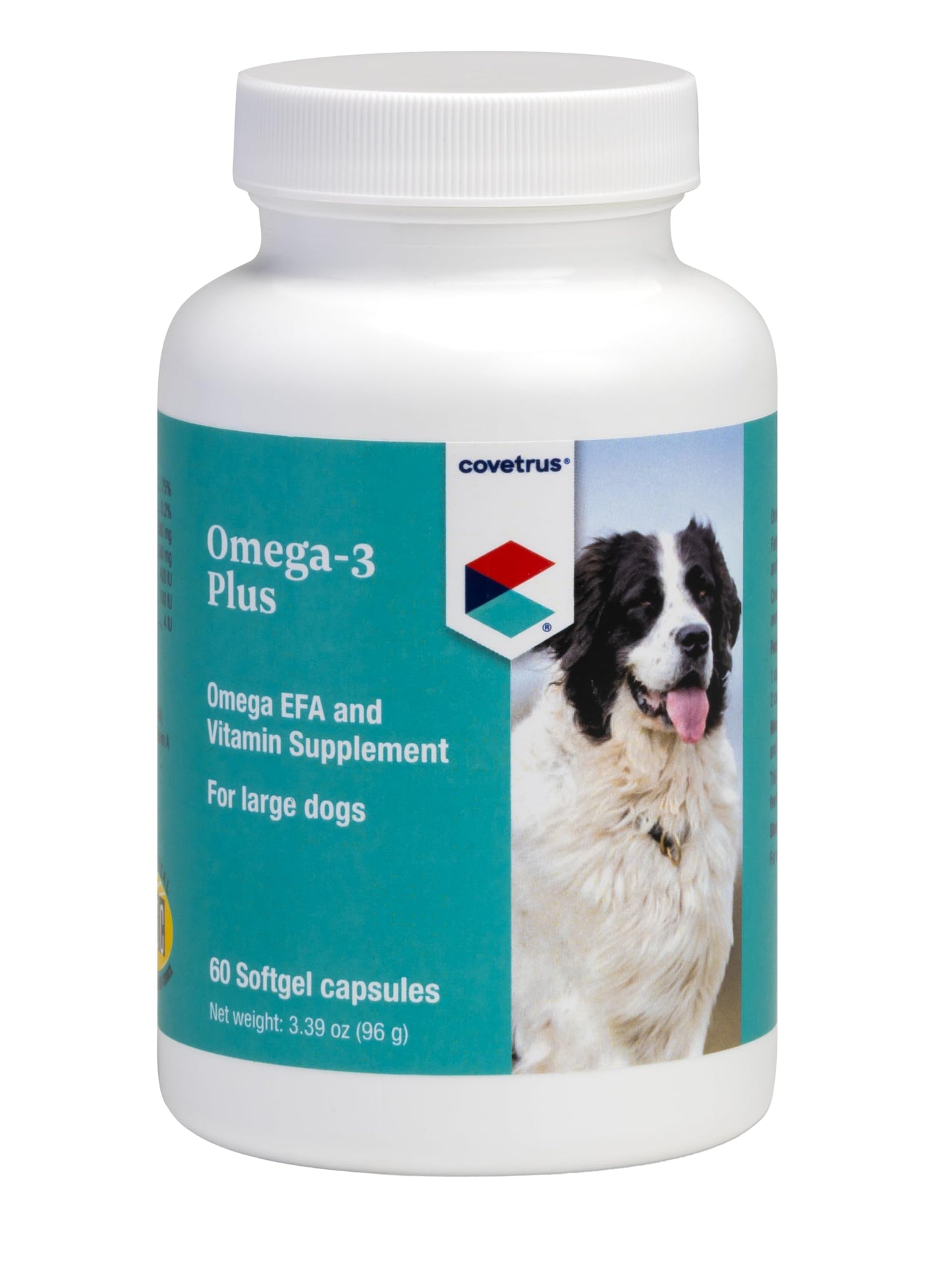 Covetrus Omega-3 Capsules for Large Dogs – Essential Fatty Acids with Vitamins A, E & D3 – Skin, Coat & Joint Supplement, 60 Count