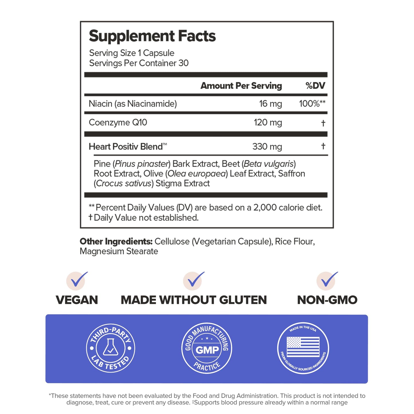 O Positiv MENO Heart + Blood Pressure Support Capsules, 30 Count