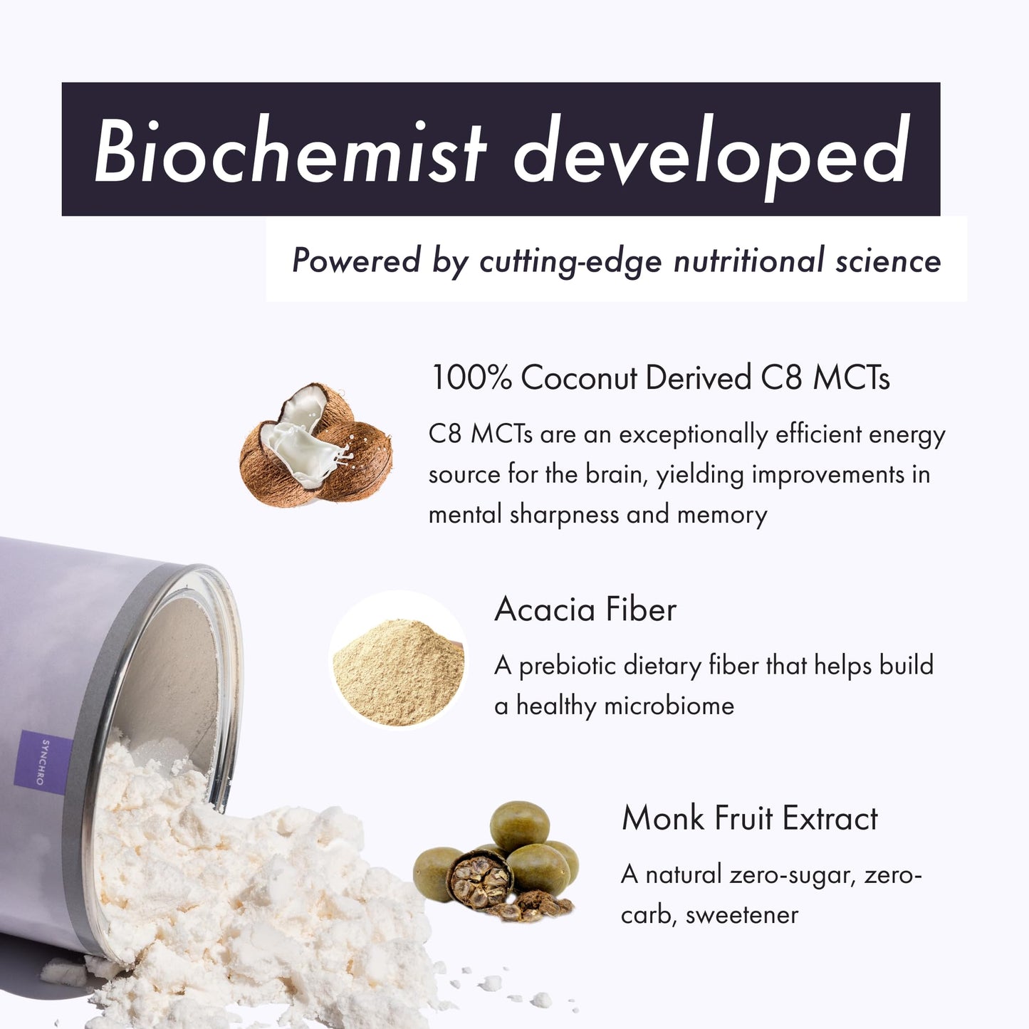 Synchro Ketobasis MCT Oil Powder - 9.88 oz