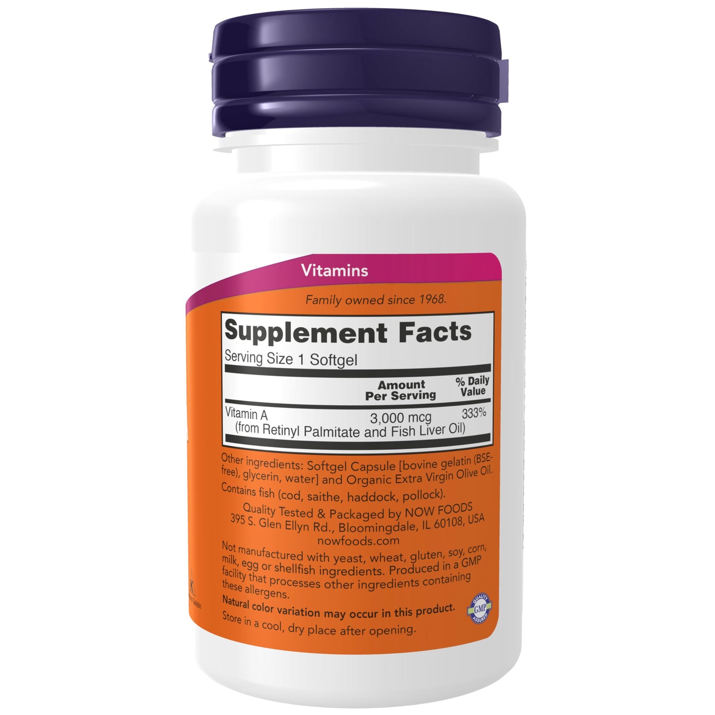 NOW Foods Vitamin A 10,000 IU Softgels, 100 Count