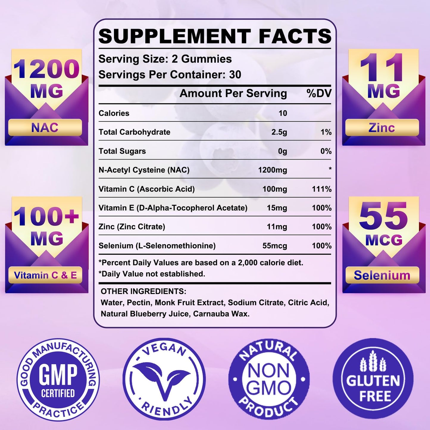GlaGmrry N-Acetyl Cysteine Gummies, 120 Count