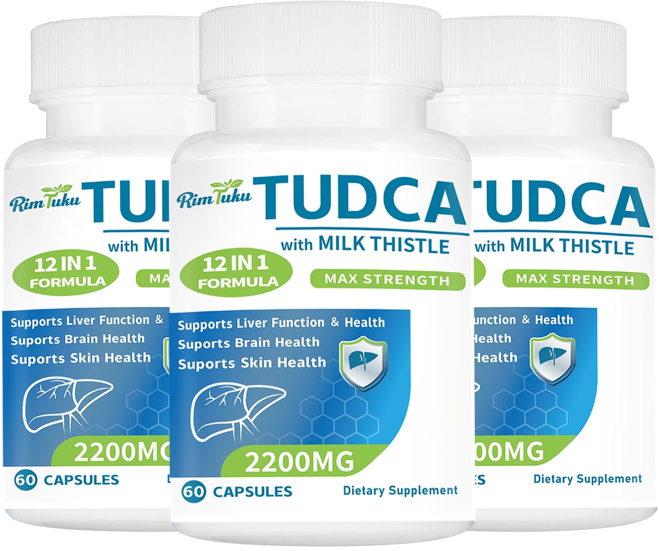 RimTuku 2200MG TUDCA Milk Thistle Supplement 12-in-1 Formula Capsule 180 Capsules