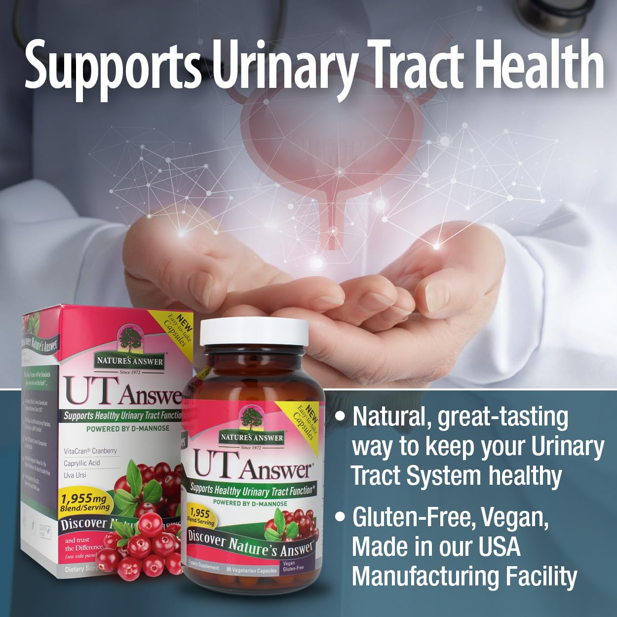 Nature's Answer UT Answer D Mannose Cranberry Capsule, Pack of 4