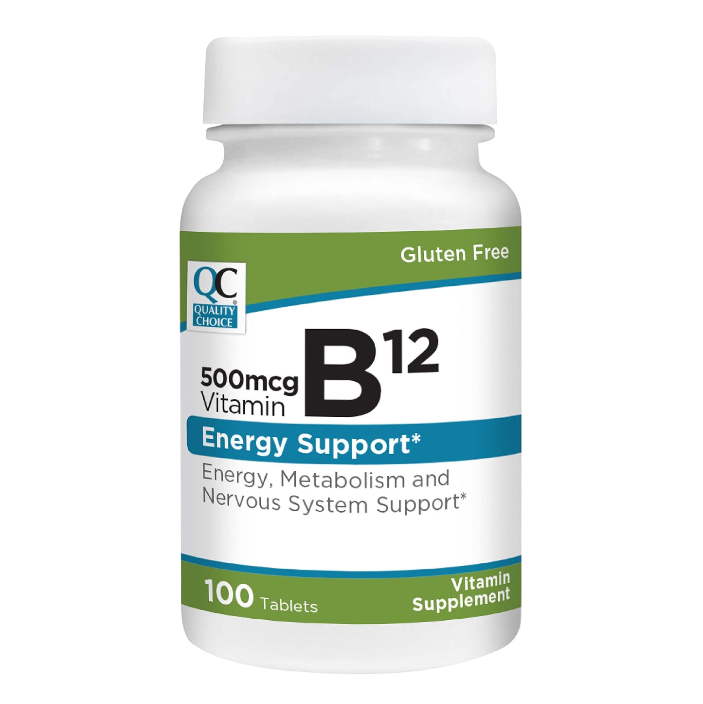 Quality Choice Vitamin B12 500 mcg, Energy, Metabolism, and Nervous System Support Tablets 100 Count