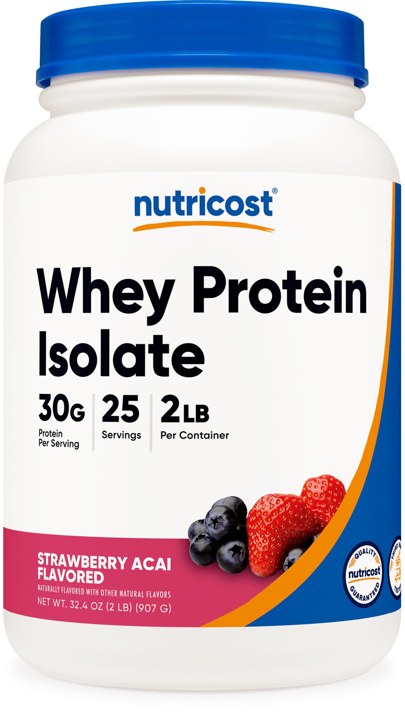 Nutricost Whey Protein Isolate Powder Strawberry Acai 32 Servings