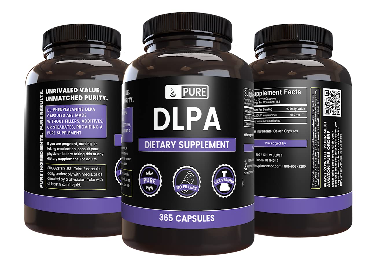 PURE ORIGINAL INGREDIENTS DL-Phenylalanine DLPA Capsules 365