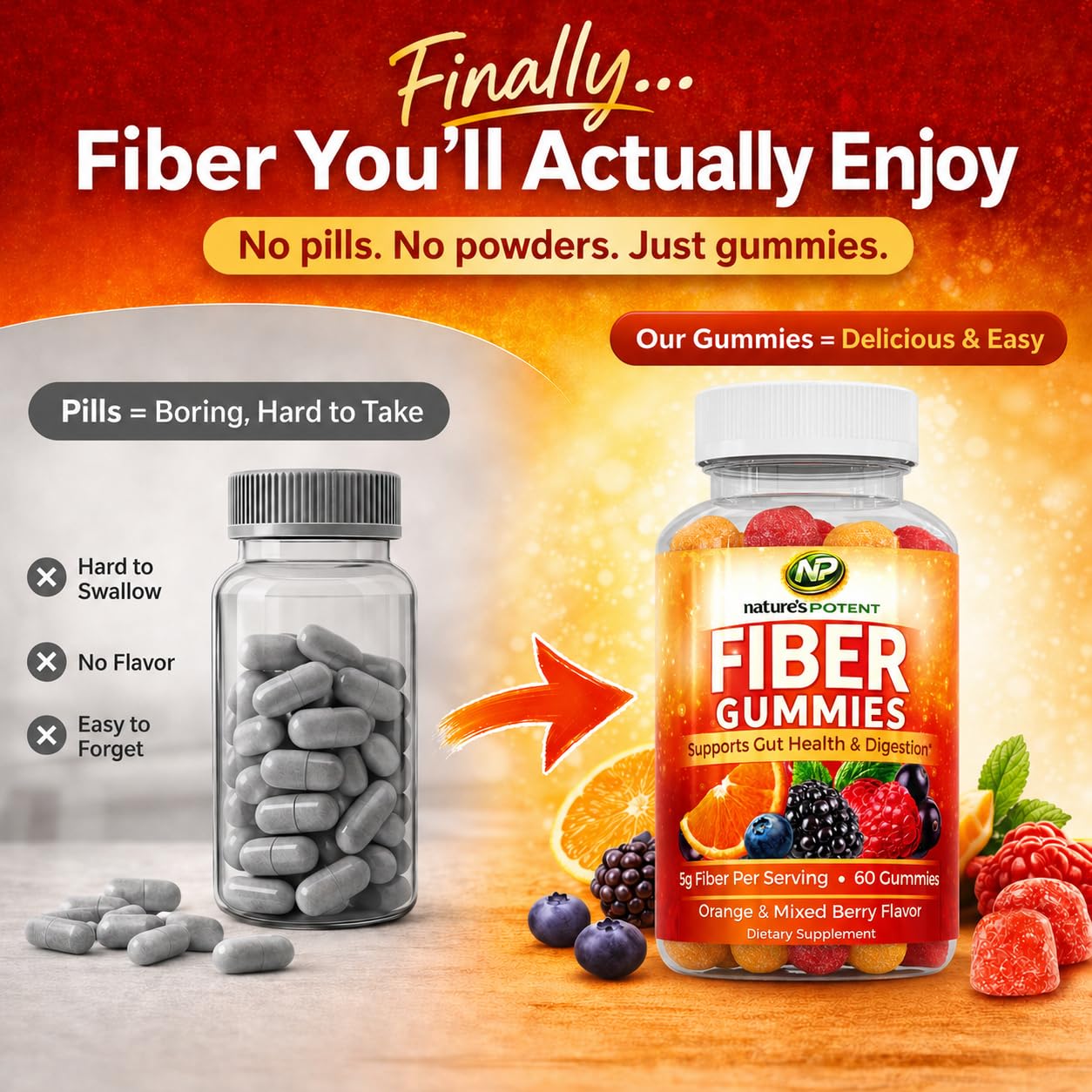 Nature's Potent Fiber Gummies 60 Gummies