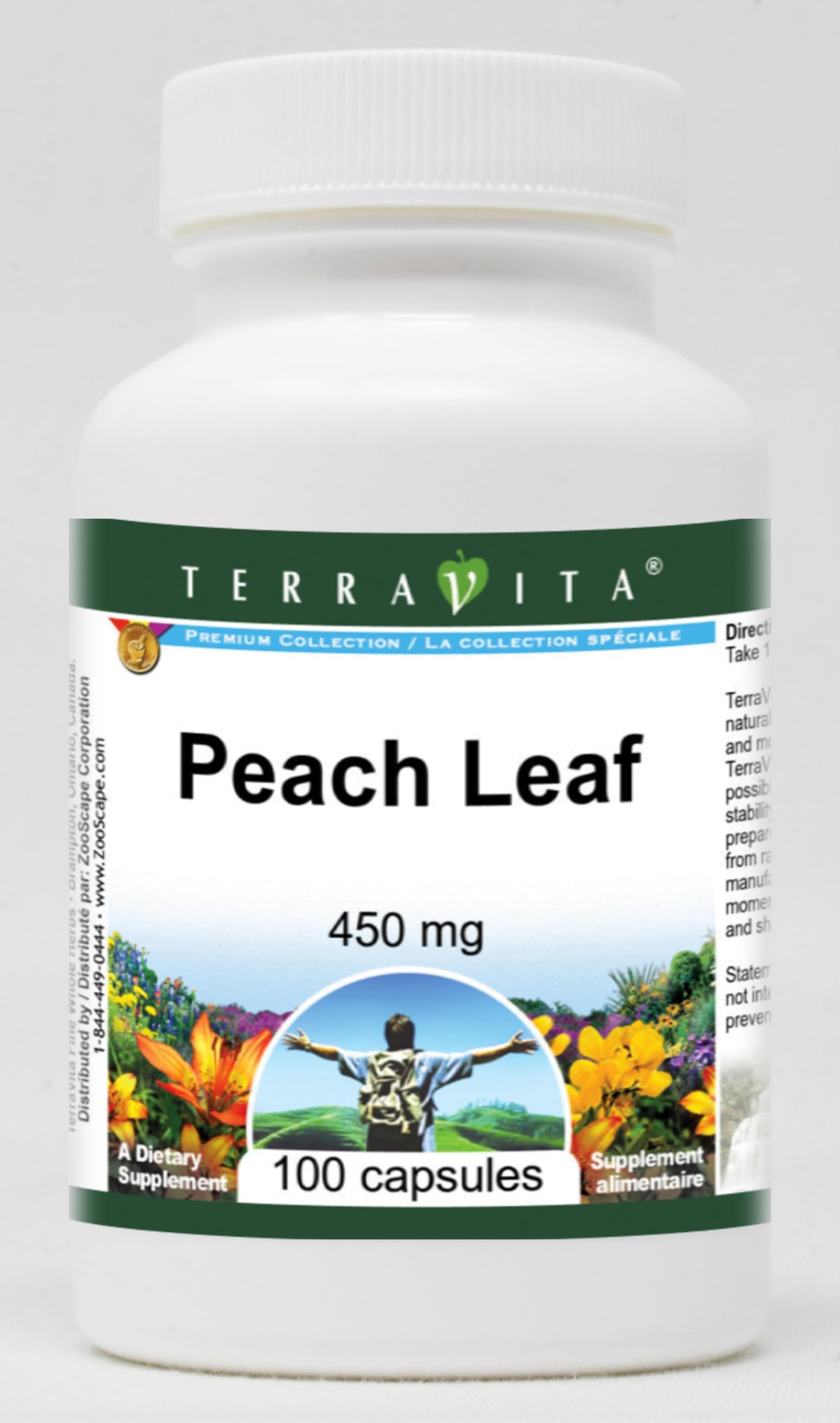 Terravita Peach Leaf 450 mg Capsules, 300 Count
