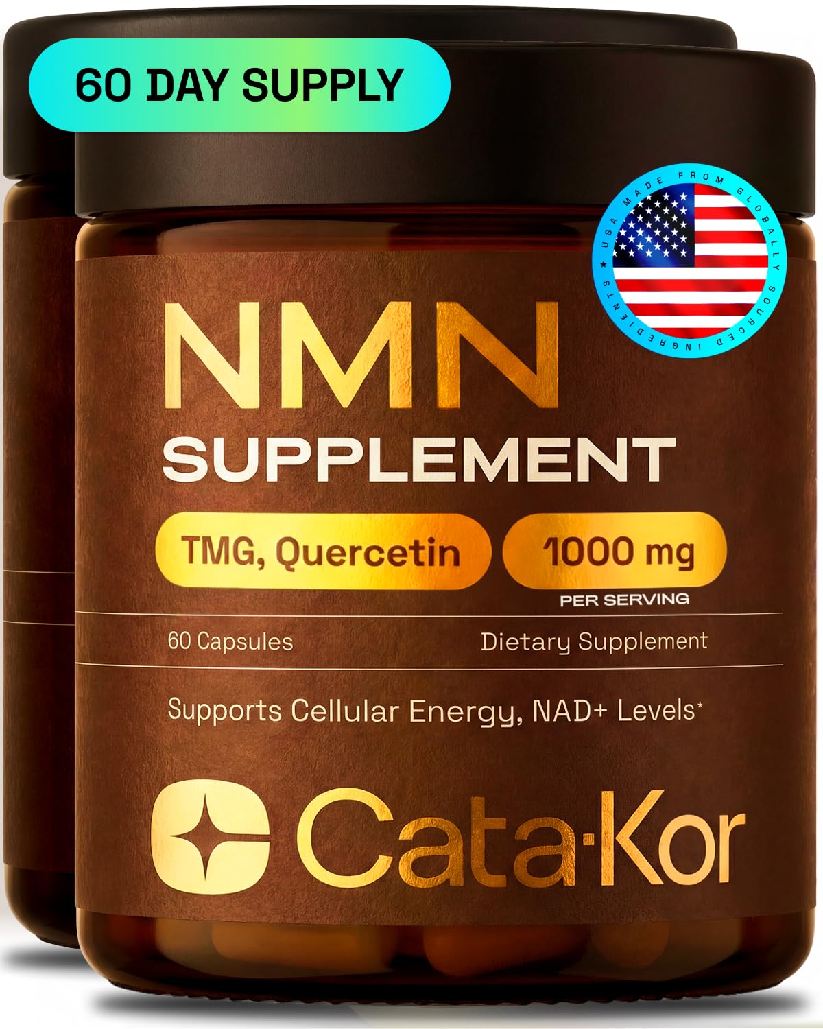 Cata-Kor NMN 4-in-1 NAD Supplement with Quercetin, TMG & Resveratrol Capsules, 120 Capsules