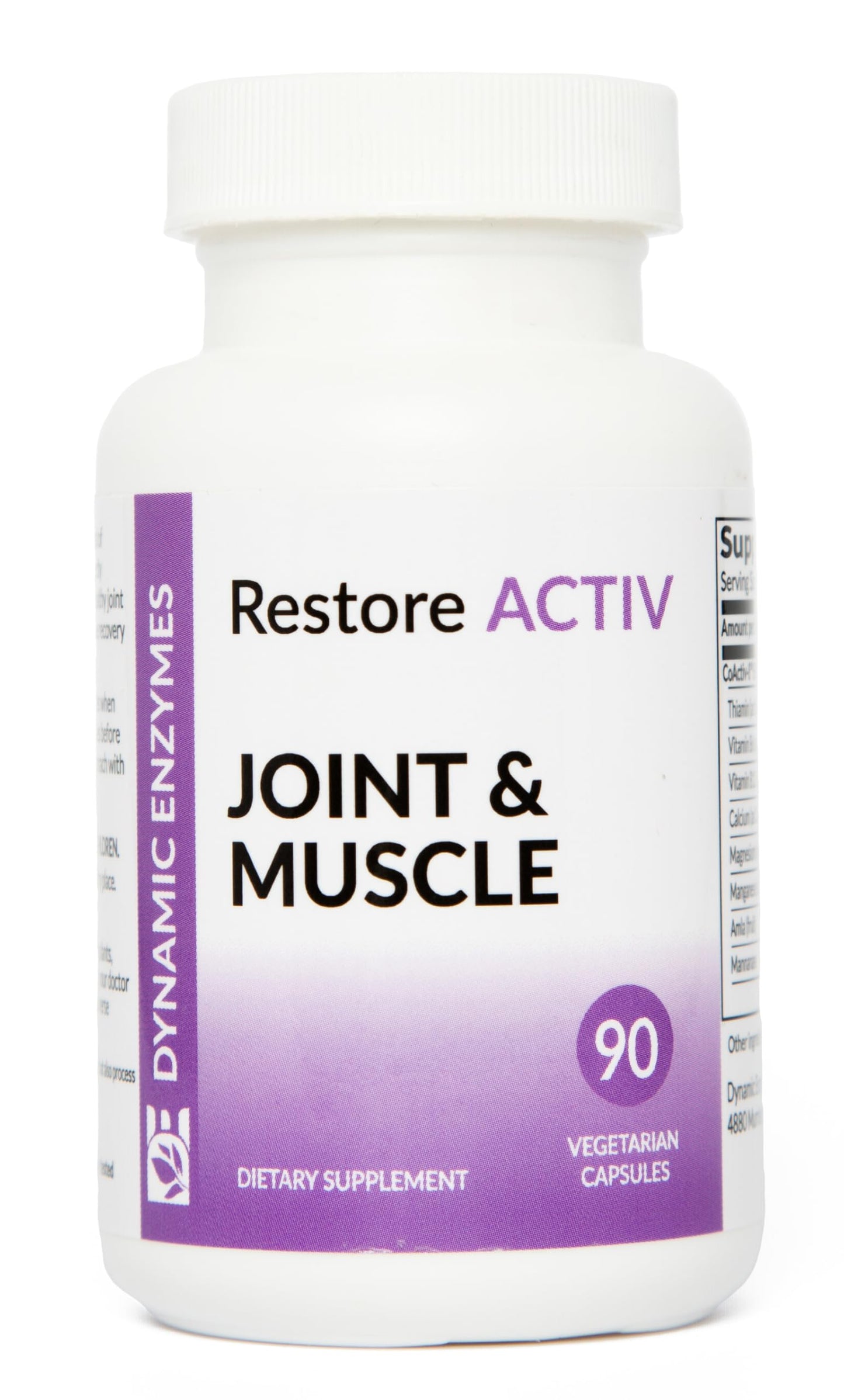 Dynamic Enzymes Restore ACTIV Systemic Enzymes Acid-Resistant Serrapeptase 90,000 SPU + Nattokinase 400 FU, Protease Blend for Muscle, Joint & Tissue Support, Supports Healthy Circulation, 90 Veg Capsules
