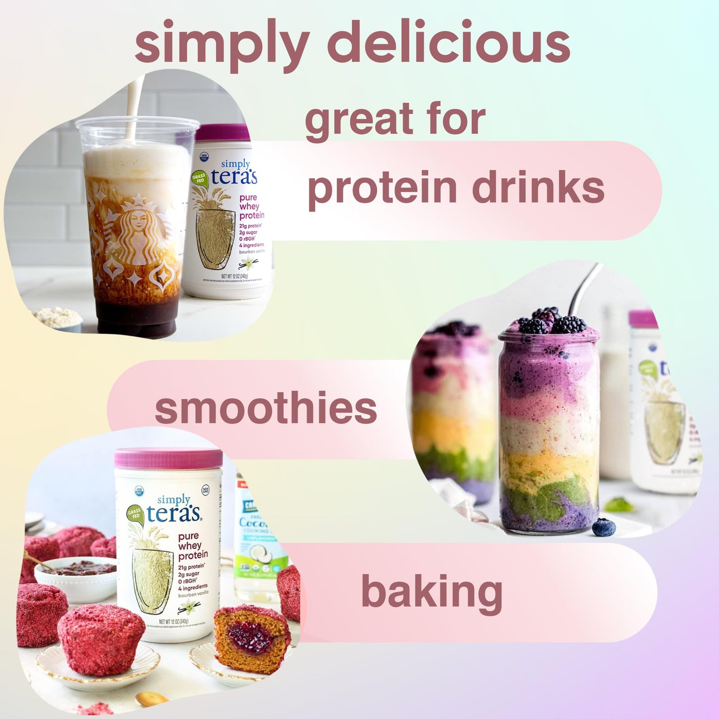 Simply Tera's Pure Whey Protein Powder Grass-Fed Vanilla, 12 oz
