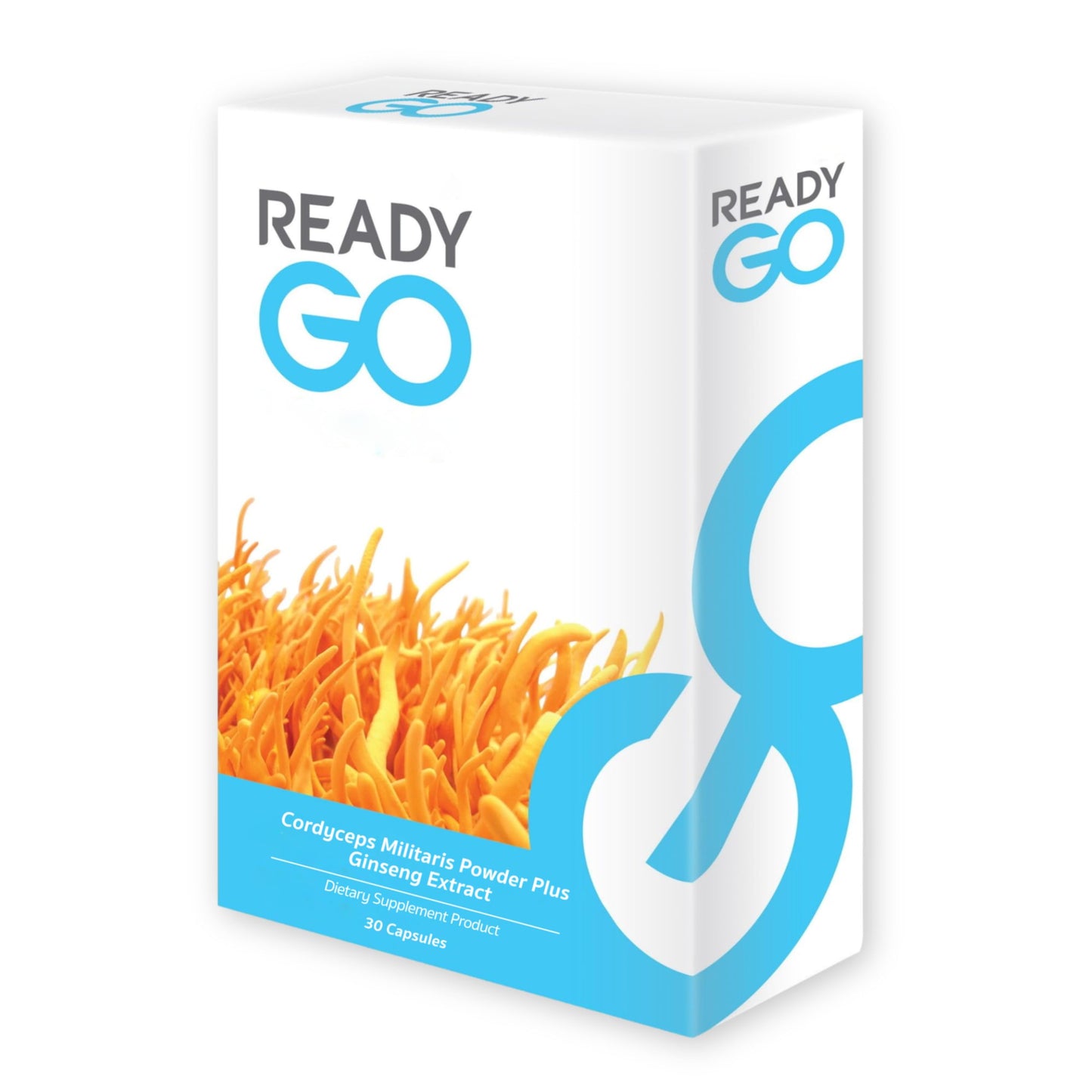READYGO Cordyceps Militaris Mushroom Capsules with Ginseng Extract, Energy, Stamina and Immune Support, 30 Capsules