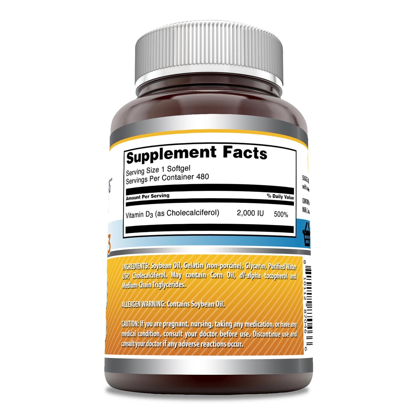 Amazing Nutrition Vitamin D3 2000 IU Supplement Softgel 1 Count