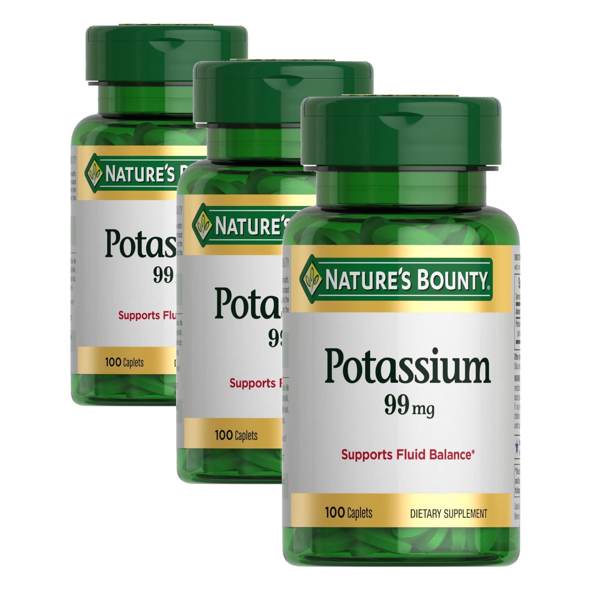 Nature's Bounty Potassium 99mg Gluconate Dietary Supplement Caplets 300