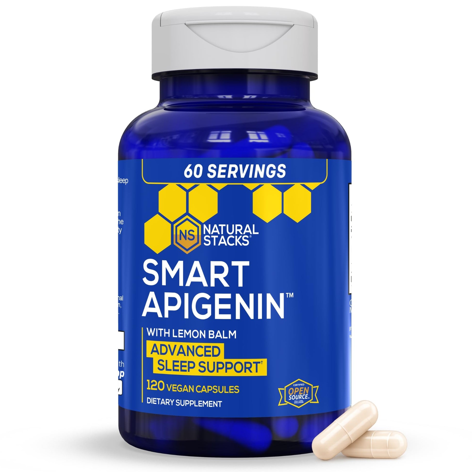 Natural Stacks Apigenin 50mg Sleep Supplement With Lemon Balm 600mg Capsules, 120 Capsules