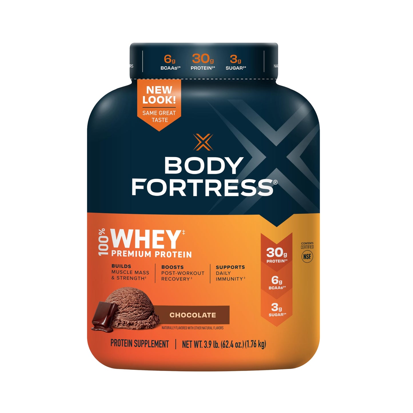 Body Fortress 100% Whey Protein Powder, Vanilla & Chocolate, 3.9 lbs