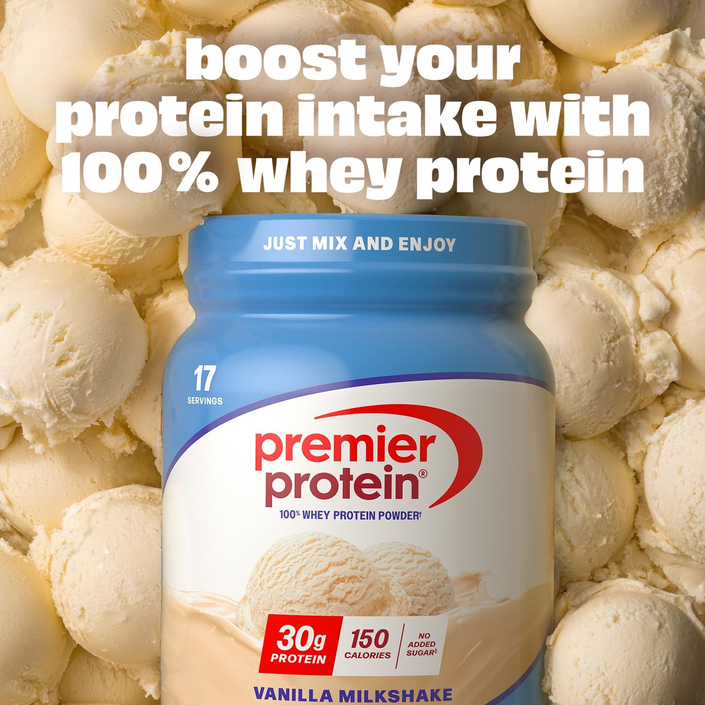 Premier Protein 30g High Protein Powder, 100% Whey, Vanilla Milkshake, 23.3 oz