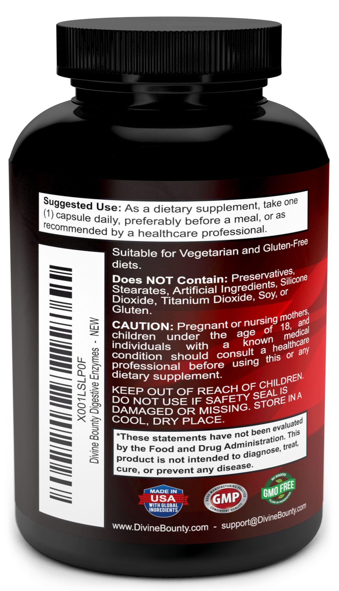 Divine Bounty Digestive Enzymes with Probiotics & Prebiotics with Lipase, Amylase, Bromelain Capsules 90